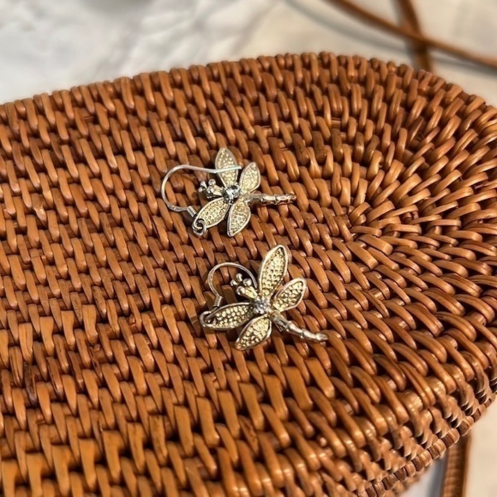 Sterling silver 925 earrings dragonfly with CZ stone